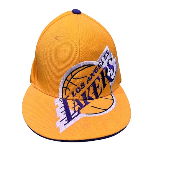 Vintage Adidas NBA Los Angeles Lakers Big Logo Spell Out Hat Cap Size Small - Picture 4 of 5